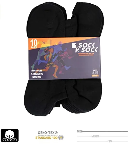 10 PACK NO SHOW CUSHION SOCKS