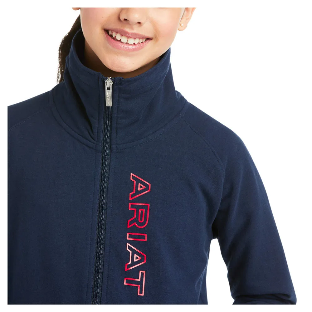 10037723 Ariat Youth Logo Full Zip Sweatshirt - Team Navy