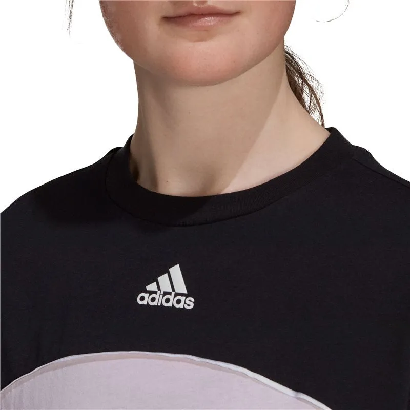 adidas Colour Block Boyfriend Tee - Womens - Black/Clear Pink