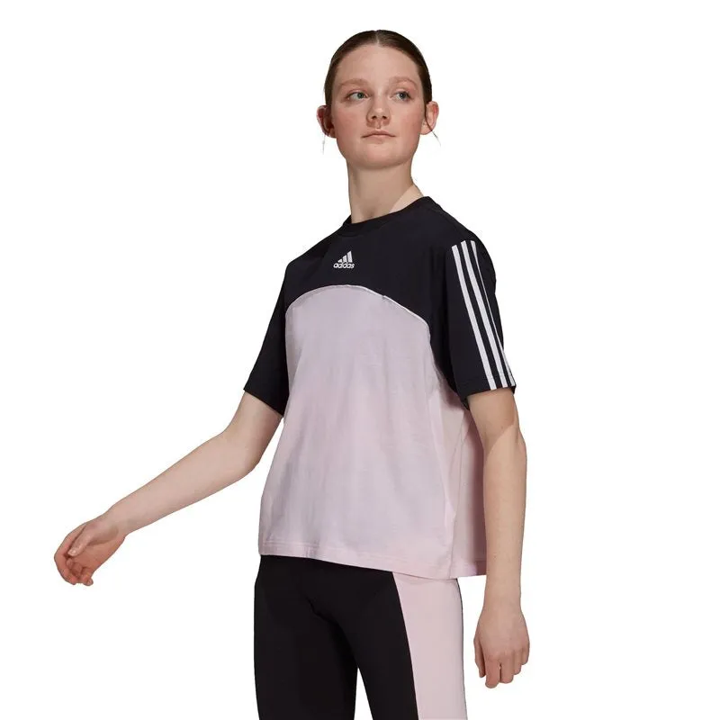 adidas Colour Block Boyfriend Tee - Womens - Black/Clear Pink