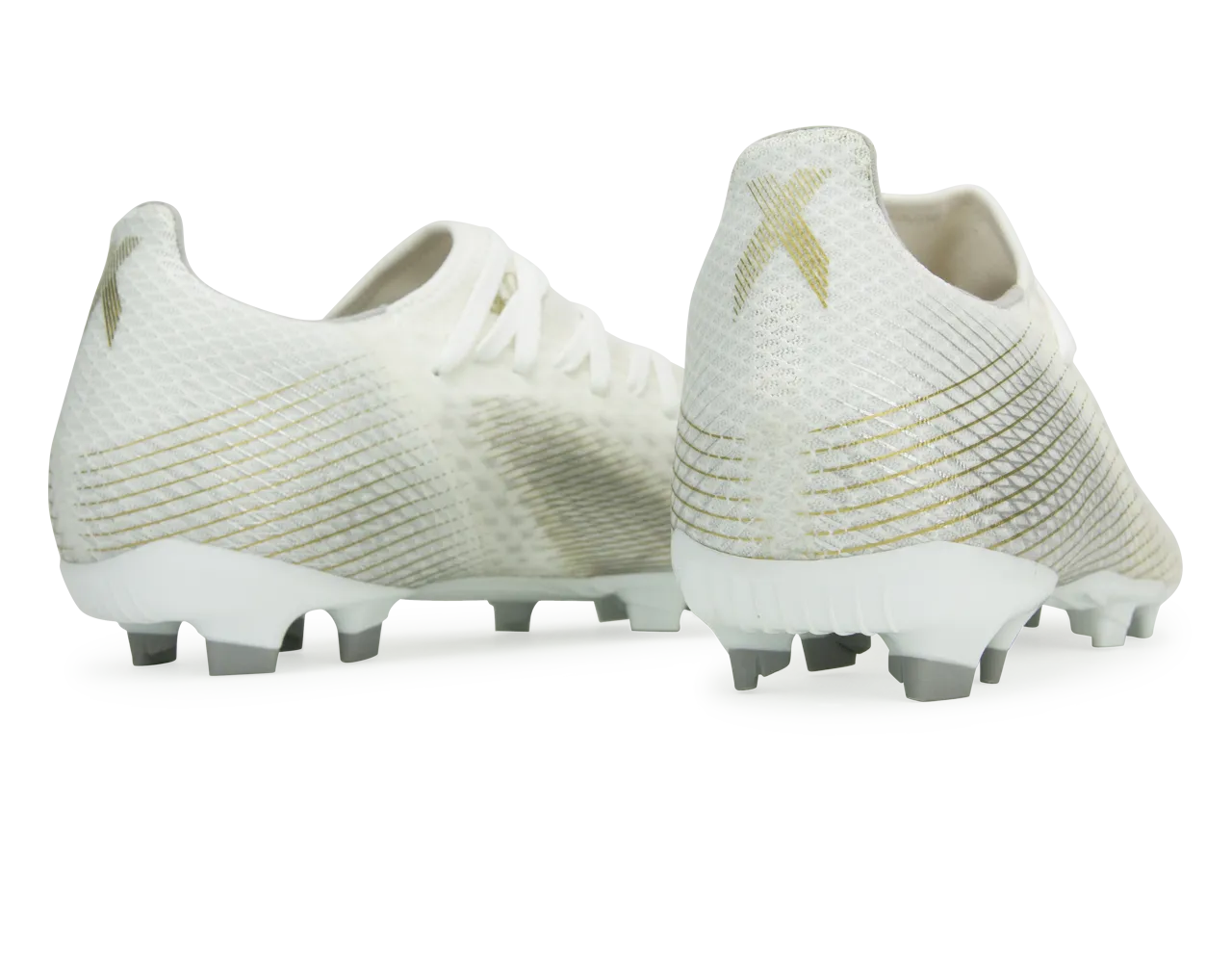 adidas Men's X Ghosted.3 FG Cloud White/Gold Melange/Silver Metallic