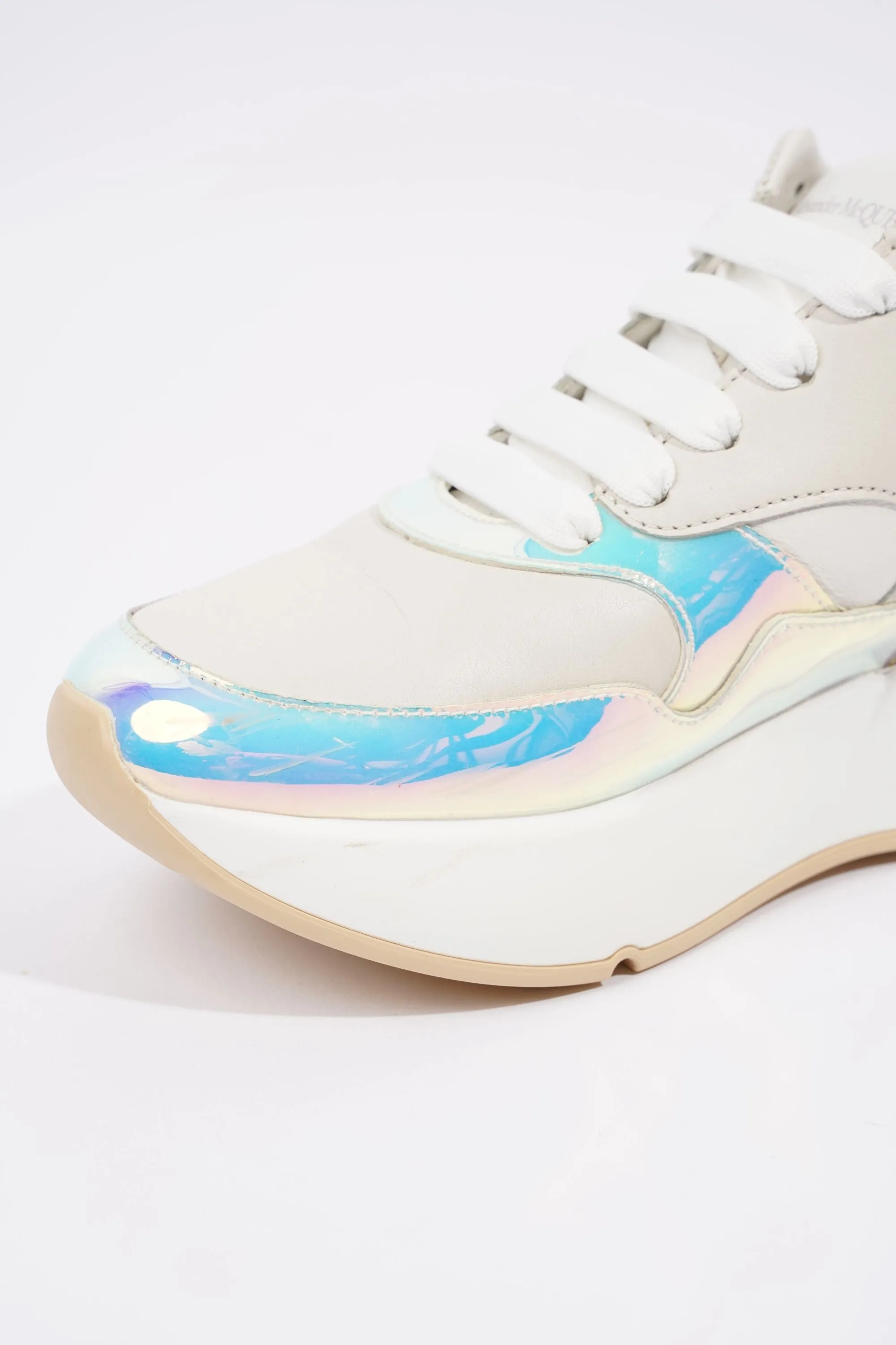 Certainly! Here’s an optimized title for the product:

Alexander McQueen Holographic White Oversized Sneakers - EU 38 / UK 5 - Stylish and Trendy Footwear

Feel free to let me know if you need further modifications!