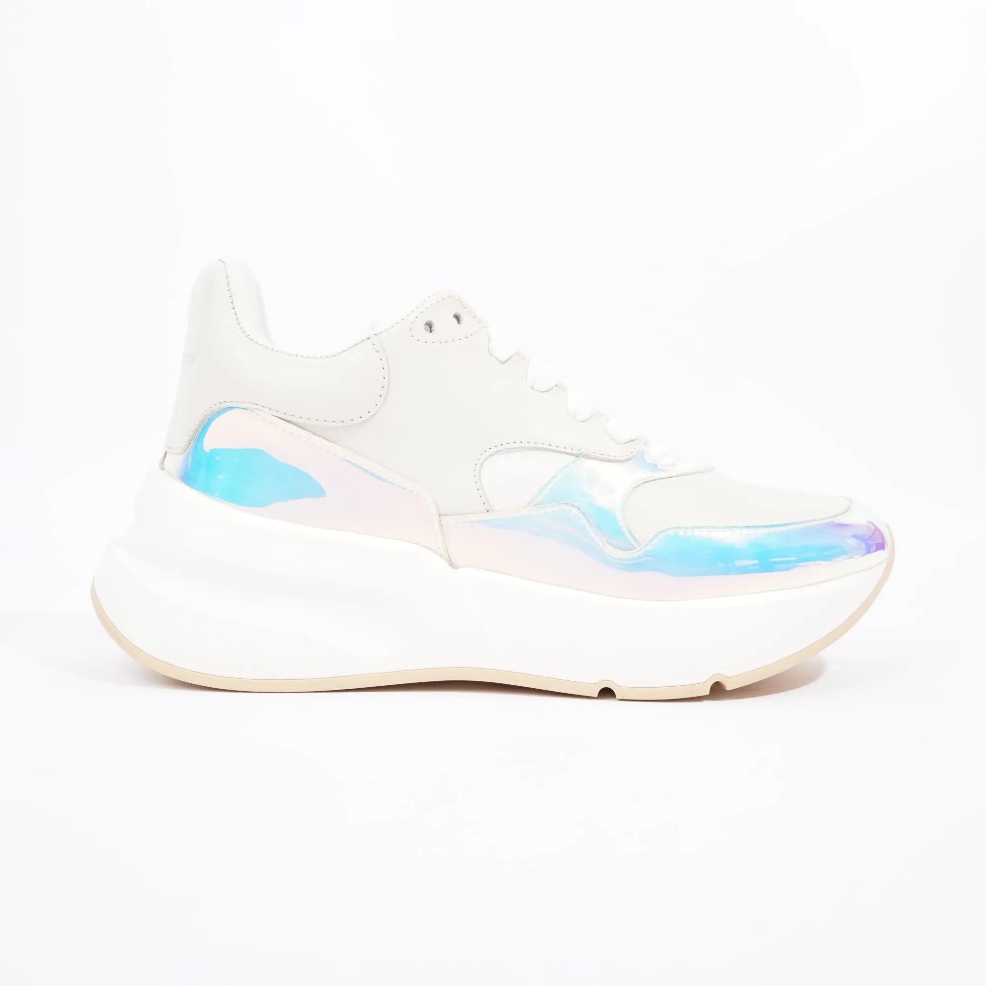 Certainly! Here’s an optimized title for the product:

Alexander McQueen Holographic White Oversized Sneakers - EU 38 / UK 5 - Stylish and Trendy Footwear

Feel free to let me know if you need further modifications!