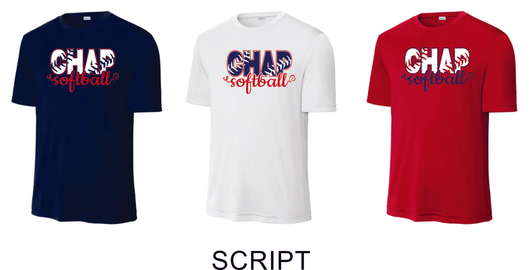 Chap Softball Wicking Tee- Ladies, Unisex, and Youth