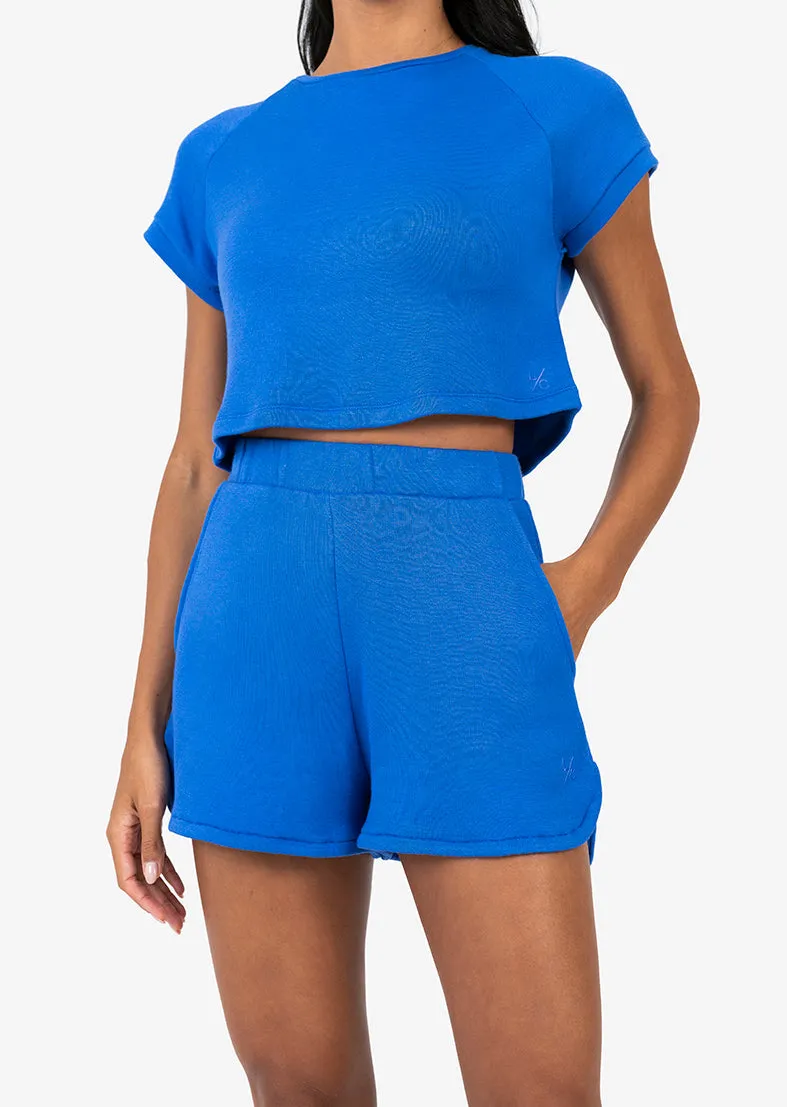 Electric Blue LC Club Scalloped Sweat Shorts