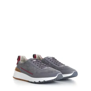 Gray Low Top Runners Sneakers - Lace Up, Suede