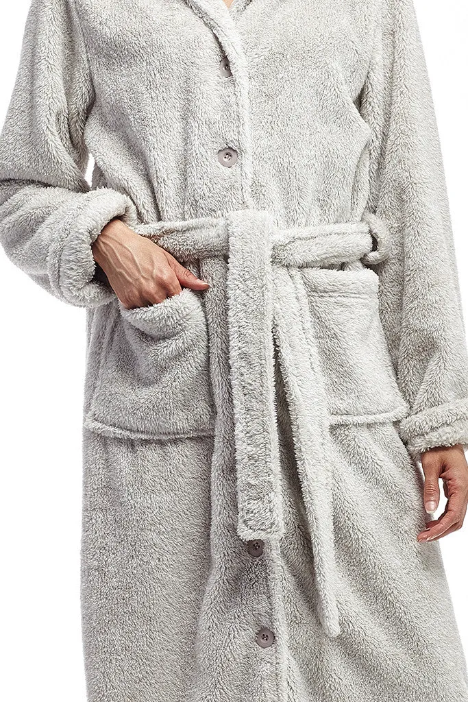 La Cera Belted Full Length Fleece Robe