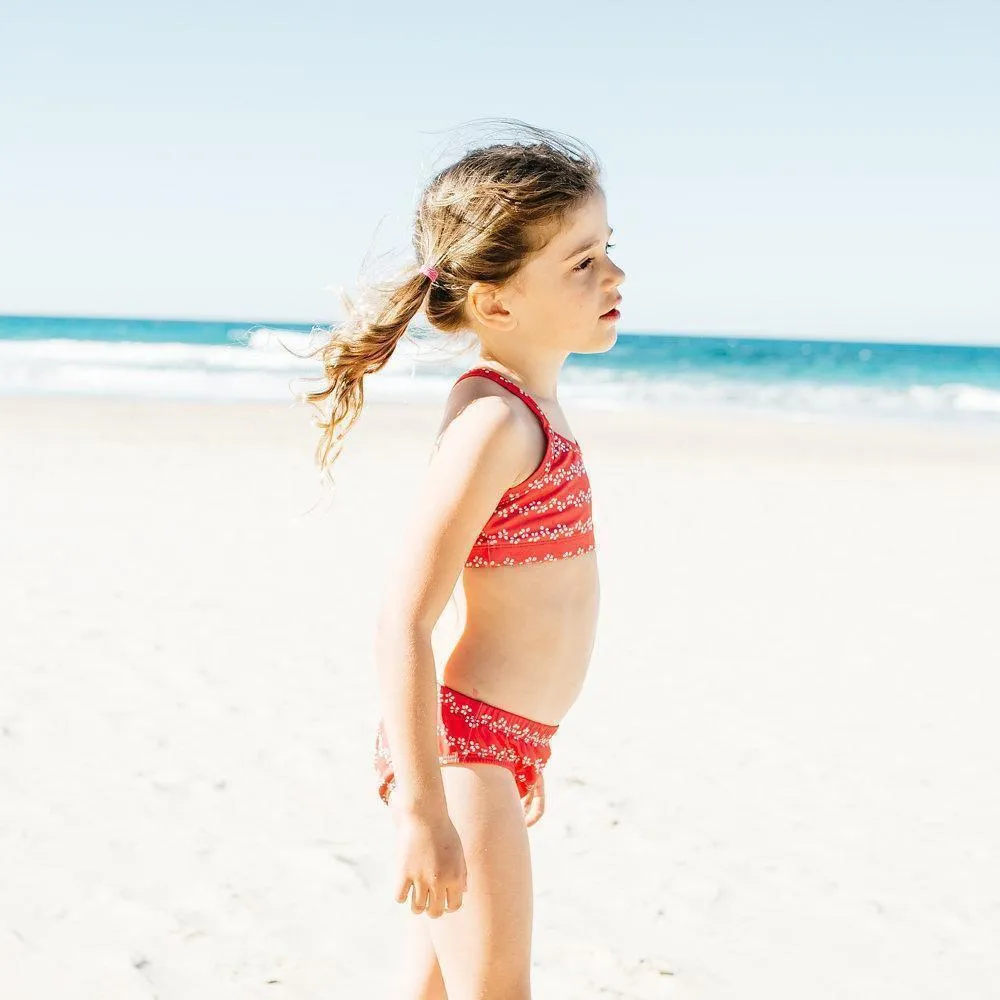 Red Leaf Chevron Bikini Top