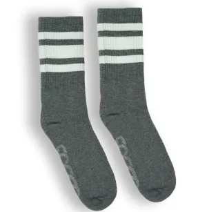 SOCCO Performance Crew | White Striped Socks | Dark Heather Grey