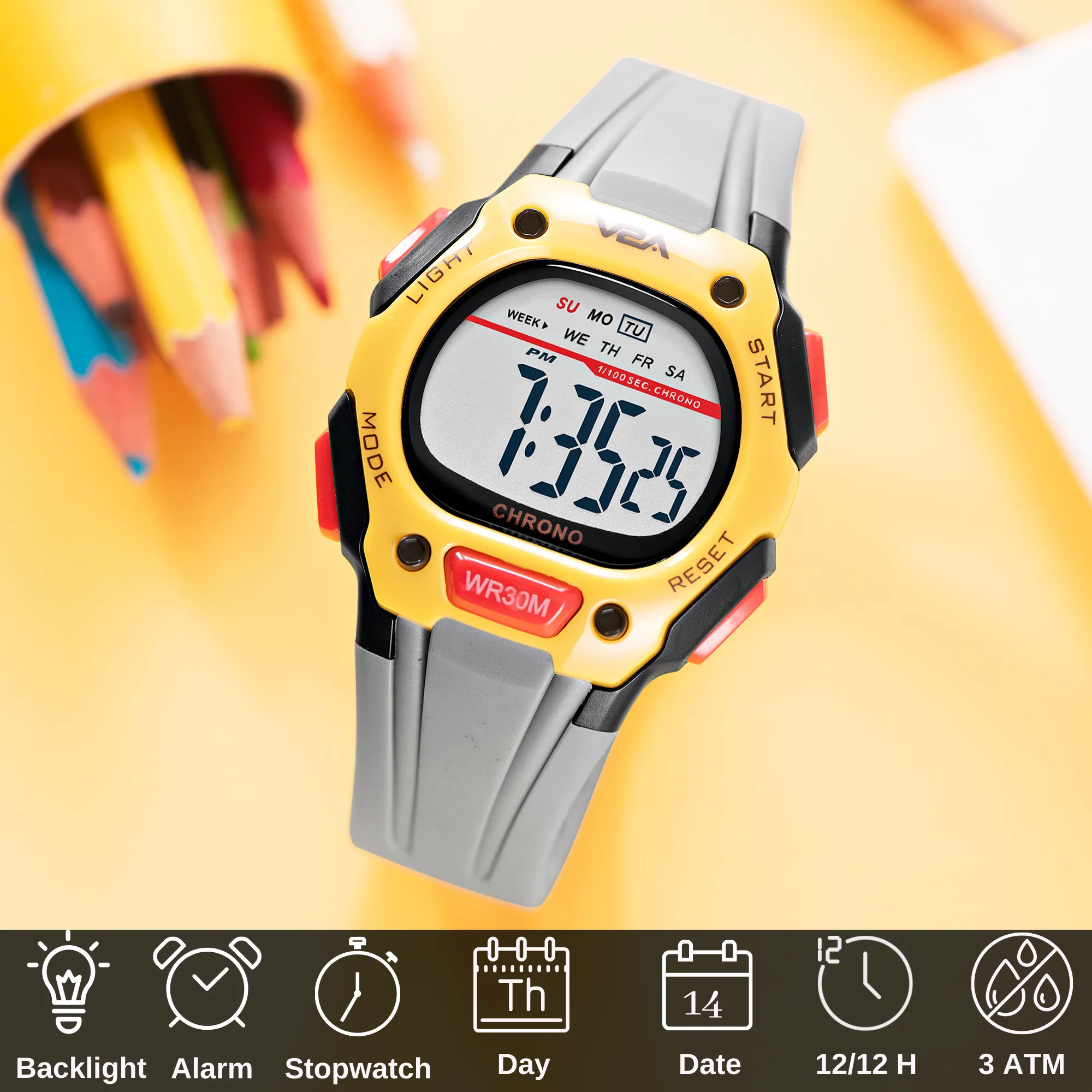 V2A Digital Water Resistant Kids Blue and Orange Sports Watch for Boys | Watch for Kids Boys | Kids Watches for Boys | Watches for Kids boy